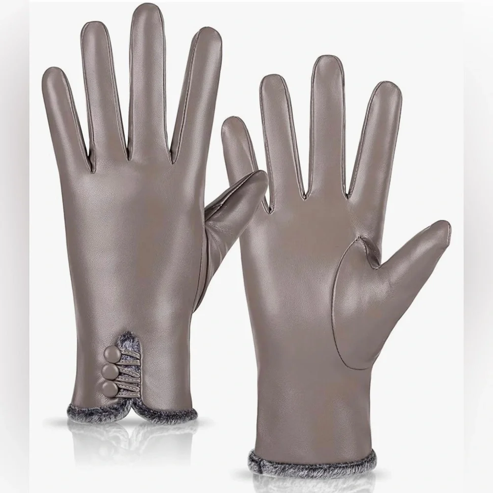 NWT Leather Gloves PU Cashmere Lined, Touchscreen MULTI SIZES AND Colors